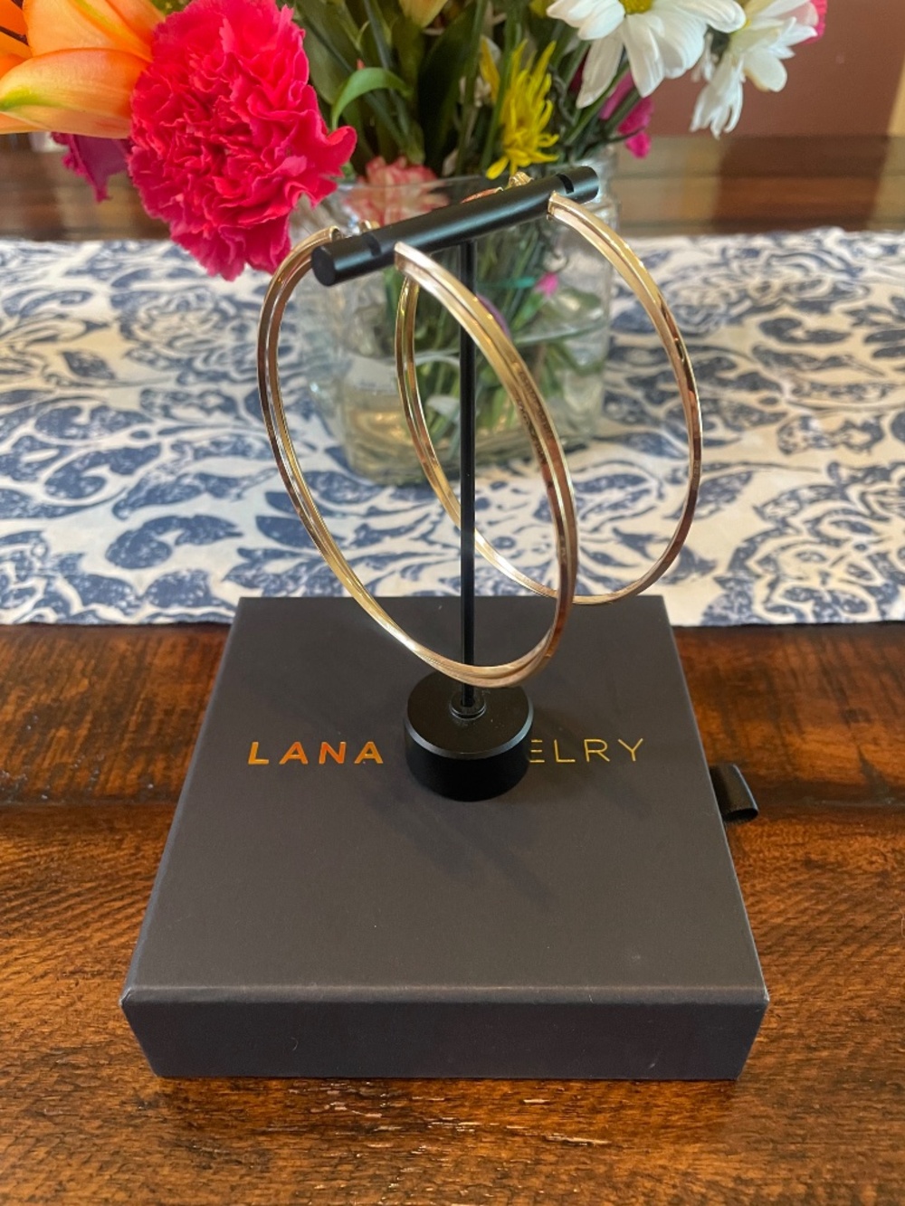 STUNNING Lana Jewelry XL Crossover 80mm 3" Hoop Earrings